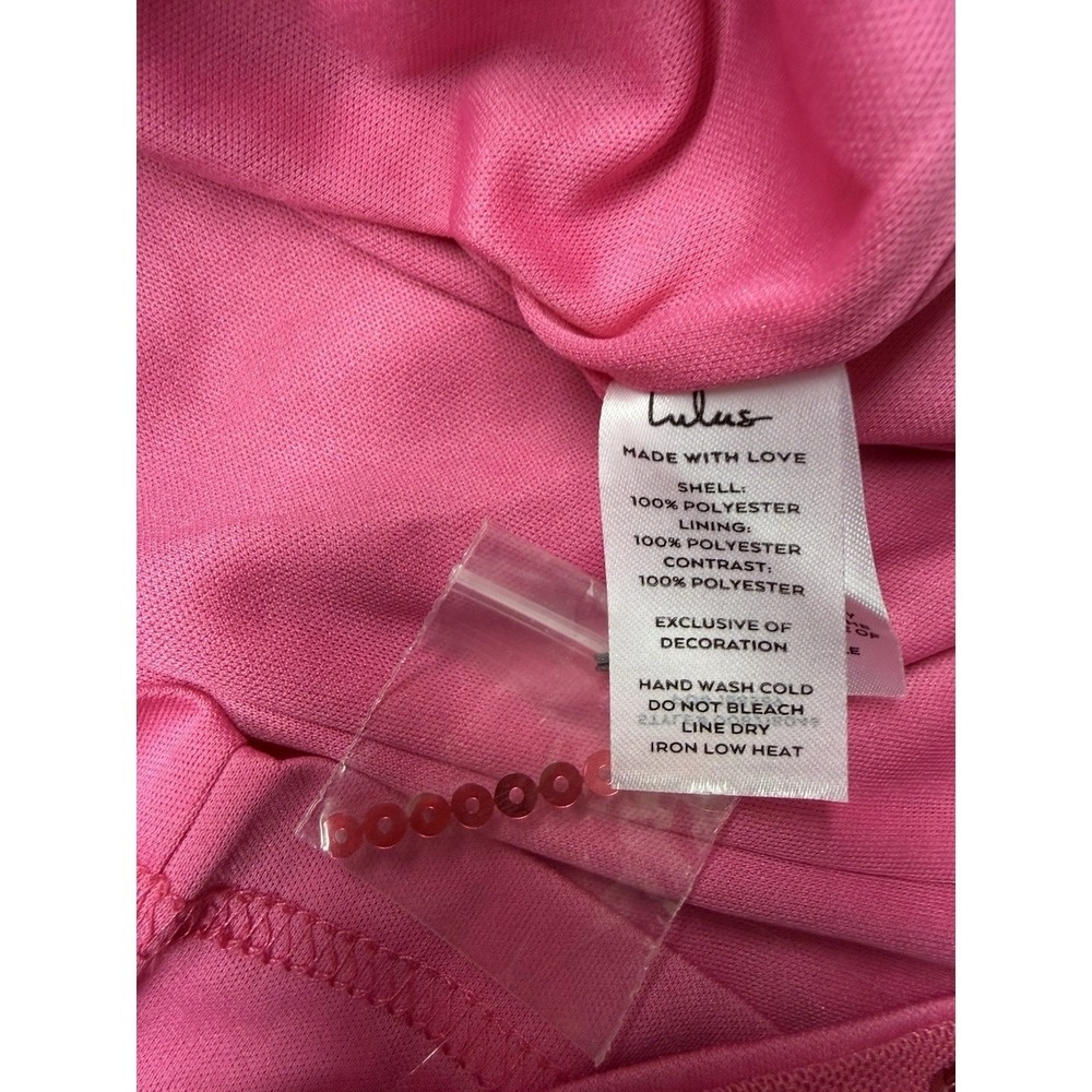 Lulus Hot Pink Sequin Fringe Dress Sz M NWT Bodycon Party Cocktail Mini - Picture 11 of 11